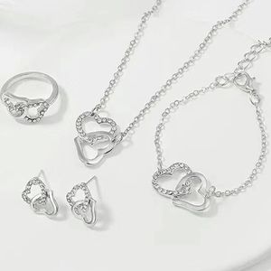 4 item Jewelry set, All hearts, ... bracelet, necklace, earrings, ring   ... JS1